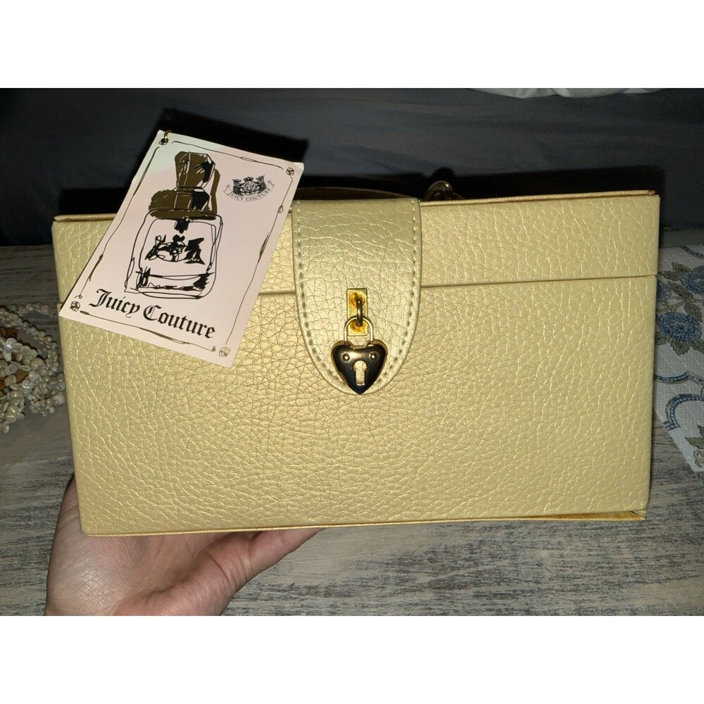 Juicy Couture Vintage Gold Deluxe Train Case Vanity Makeup Box NWT Deadstock